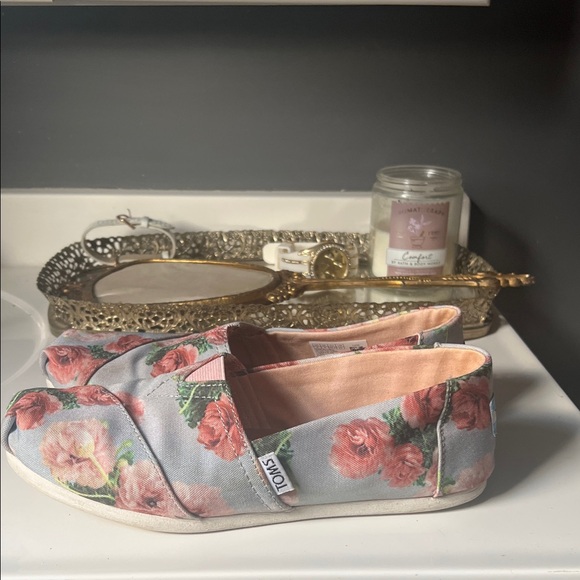 TOMS Women's Floral Canvas Loafers - Pink and Green - Picture 6 of 8